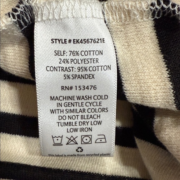 EVEREVE Noah Stripe Textured Sweatshirt Black/Ivory Women’s Size Large‎ - Picture 8 of 8